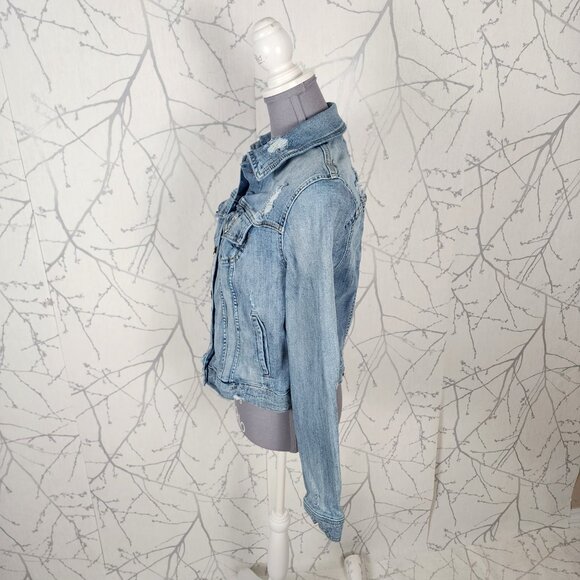 Torrid Light Wash Destructed Denim Trucker Jacket - Picture 2 of 7